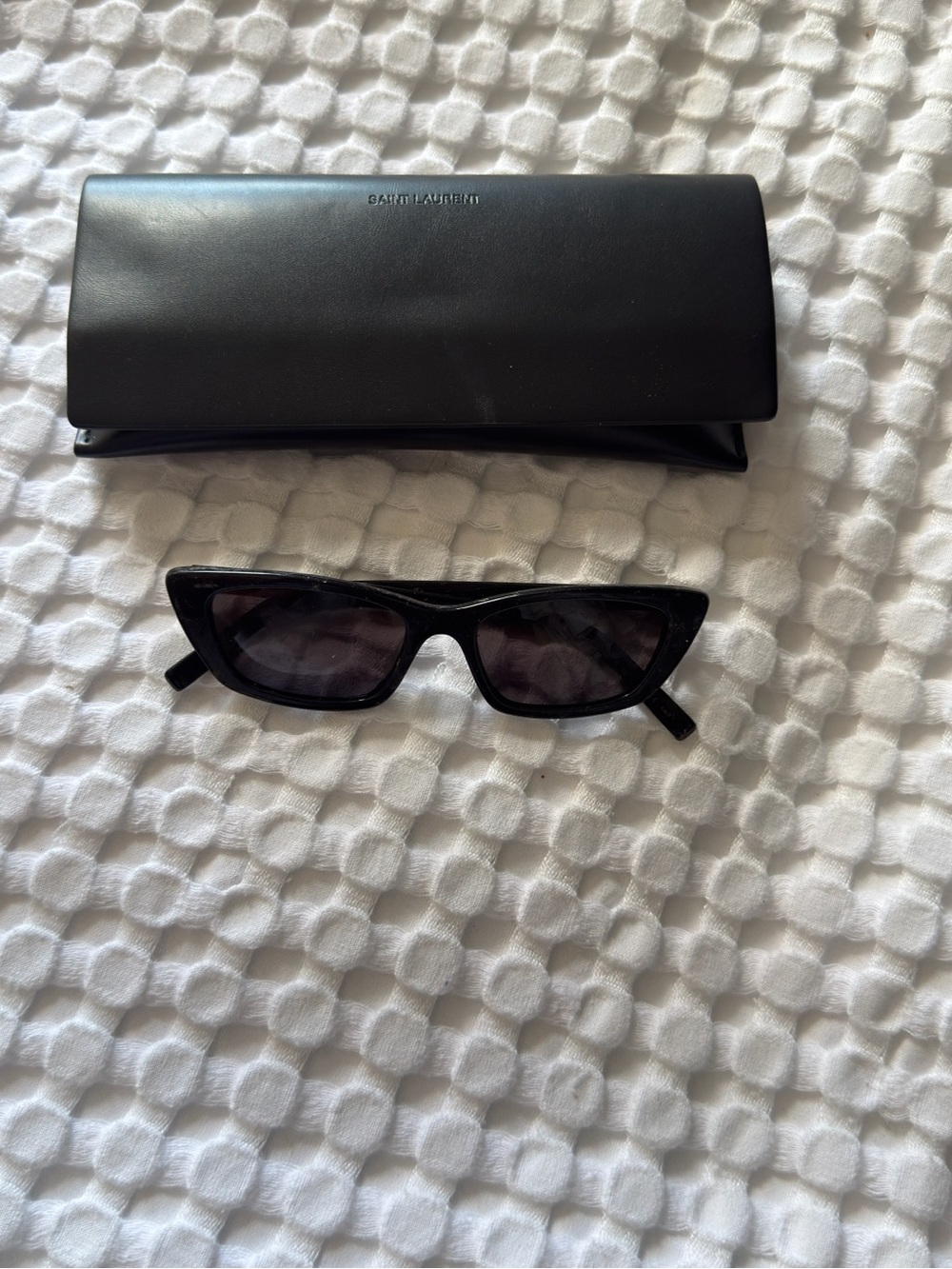 Saint Laurent Black Cat-Eye Sunglasses with Black Case